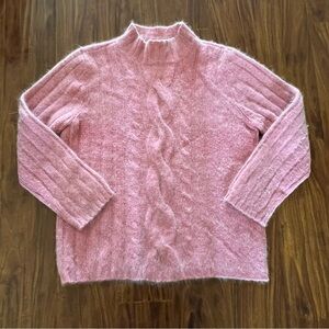 Liz Claiborne Sport Angora/Wool Blend Pink Sweater size Petite Medium